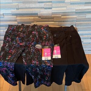 Set of 3 - Colorful and Black Danskin Capri Leggings, NWT, Size Medium